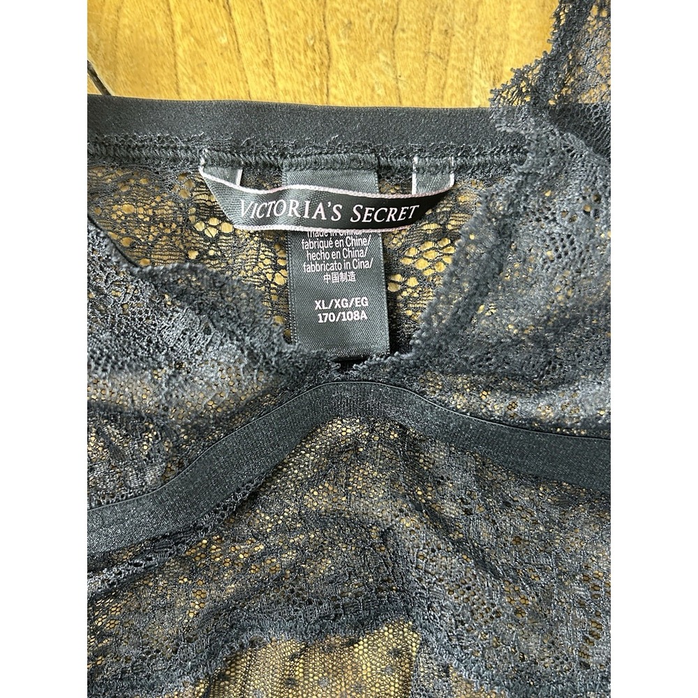 Victorias Secret XL 90's Black Sheer Dotted Flyaway Babydoll Coquette Whimsigoth - Picture 13 of 13